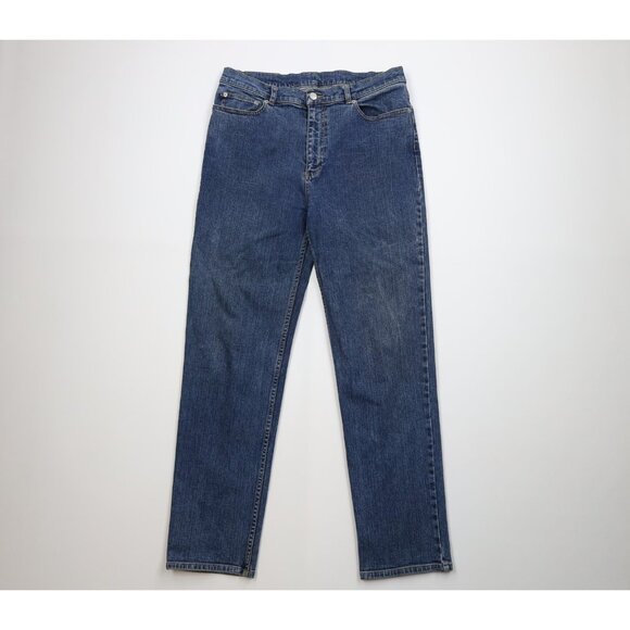 Vintage 90s Ralph Lauren Womens 14 Faded Spell Out Straight Leg Denim Jeans Blue - Picture 1 of 13